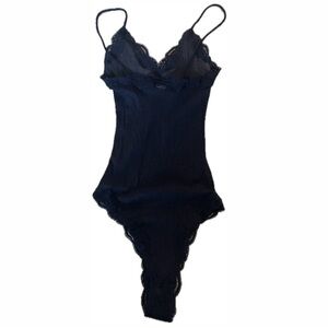 Only Hearts Black Lace Mesh Bodysuit Lingerie Small